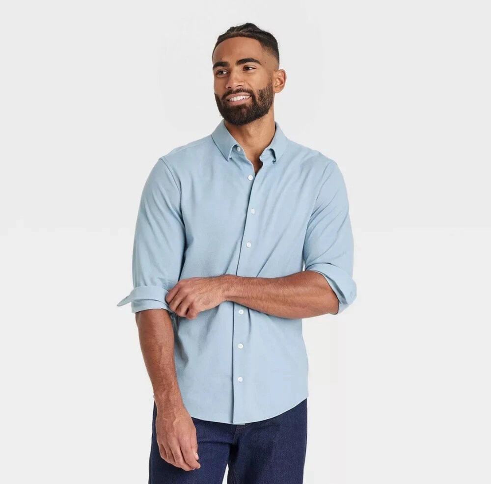 Men's Long Sleeve Button-Down Casual Shirt - Goodfellow & Co Medium